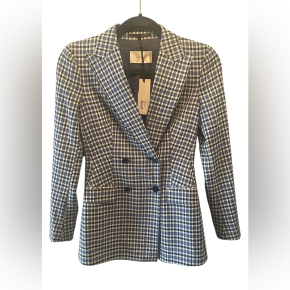 SUISTUDIO Cameron Blue Check Blazer- size 0 - Picture 6 of 13